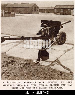 British 6-Pounder Anti-Tank Gun; seconda guerra mondiale, 1944 Foto Stock