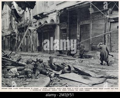 Combattimenti di strada ad Atene; seconda guerra mondiale, 1944 Foto Stock