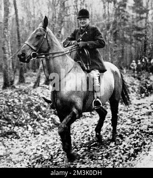 Winston Churchill Hunting Boar, Francia, 1927 Foto Stock