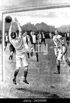 Partita di football tra Università di Oxford e Università di Cambridge Foto Stock