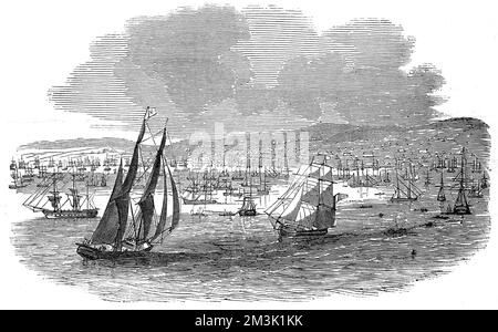 San Francisco fu teatro di una corsa all'oro nel 1849, gli uomini si recarono in California da tutto il mondo. Data: 1849 Foto Stock
