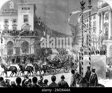 Royal Procession in Regent Street, Londra 1874 Foto Stock