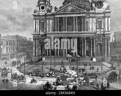West End della Cattedrale di St. Paul, Londra 1874 Foto Stock