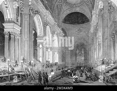 La nave della Cattedrale di St. Paul, Londra 1852 Foto Stock