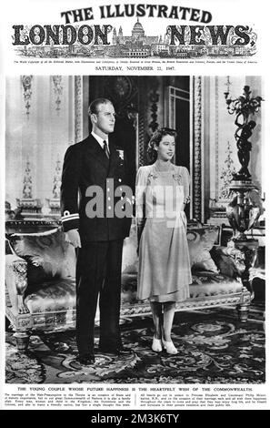 La principessa Elizabeth e il tenente Philip Mountbatten Foto Stock