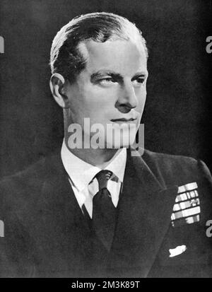 Tenente Philip Mountbatten Foto Stock