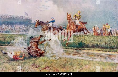 Cavallo e fantino si fanno un salto Foto Stock