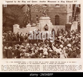 Il monumento commemorativo di re Edoardo VII è stato inaugurato a Northampton nel 1913 Foto Stock