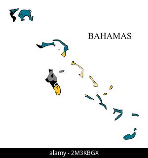 Illustrazione del vettore della mappa Bahamas. Economia globale. Paese famoso. Caraibi. America Latina. America. Illustrazione Vettoriale
