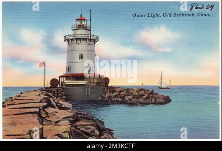 Luce esterna, Old Saybrook, Conn , Fari, Tichnor Brothers Collection, cartoline degli Stati Uniti Foto Stock