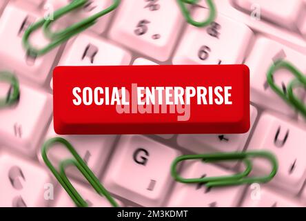 Visualizzazione concettuale Social Enterprise. Parola scritta sul commercio che fa i soldi in un senso socialmente responsabile Foto Stock