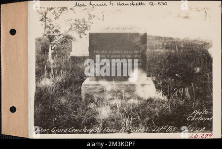 P. Gibbs, Pine Grove Cemetery, lotto 105, North Dana, Mass., 26 settembre 1928 : Sig.ra Gracie G. Hanchett, Q-530 , acquedotto, serbatoi strutture di distribuzione dell'acqua, immobiliare, cimiteri Foto Stock