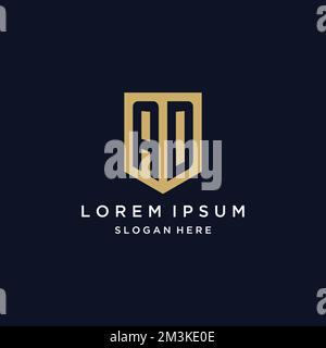 AD monogramma iniziali logo design con icona scudo modello Illustrazione Vettoriale