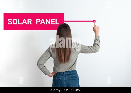 Testo che mostra Inspiration Solar Panel. Panoramica aziendale progettata per assorbire i raggi solari e generare energia Foto Stock