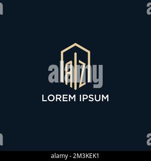 AZ monogramma iniziale logo con forma esagonale stile, logo immobiliare design idee vettore ispirazione Illustrazione Vettoriale