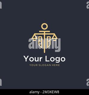 BB logo monogramma iniziale con idee di design in scala e stile colonna Illustrazione Vettoriale