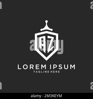 AZ monogramma logo iniziale con protezione forma idee di design Illustrazione Vettoriale