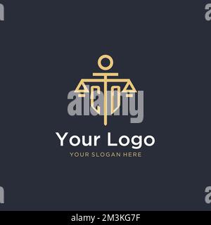 LOGO MONOGRAMMA iniziale CO con idee di design in scala e stile colonna Illustrazione Vettoriale