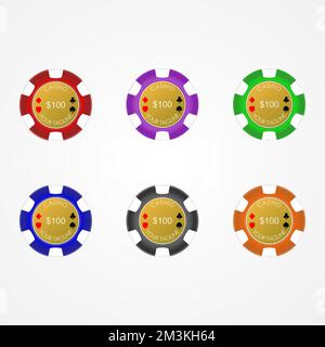 moneta gioco con variazioni di colore immagine grafica icona logo design astratto concetto stock vettoriale. Può essere utilizzato come simbolo relativo al gioco di poker Illustrazione Vettoriale