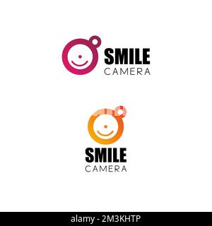 carattere sorriso come una fotocamera immagine grafica icona logo disegno astratto concetto vettore stock. Può essere usato come simbolo relativo a divertente o fotographia Illustrazione Vettoriale