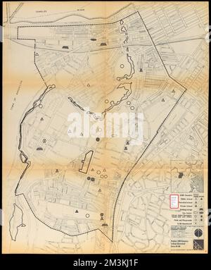 Parker Hill-Fenway area urbana di rinnovamento r-48 : strutture comunitarie esistenti e proposte, Fenway Boston, Mass., Mappe, Mission Hill Boston, Mass., Mappe, Longwood Medical Area Boston, Mass., Mappe, Scuole, Massachusetts, Boston, Mappe, parcheggi, Massachusetts, Boston, Mappe, stazioni dei vigili del fuoco, Massachusetts, Boston, Mappe, Istituzioni pubbliche, Massachusetts, Boston, Mappe, Parchi, Massachusetts, Boston, Mappe, pianificazione della città, Massachusetts, Boston, Mappe, rinnovamento urbano, Massachusetts, Boston, Mappe Foto Stock