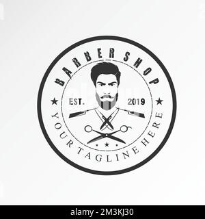 uomo professionale e di classe haircut strumenti immagine grafica icona logo design astratto concetto vettore stock. Può essere utilizzato come simbolo relativo al barbiere. Illustrazione Vettoriale