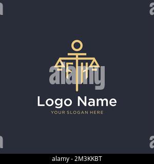 Logo iniziale FH monogramma con idee di design in scala e stile colonna Illustrazione Vettoriale