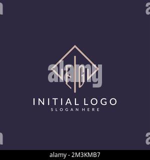 ESEMPIO di logo monogramma iniziale con idee di design di stile rettangolo Illustrazione Vettoriale