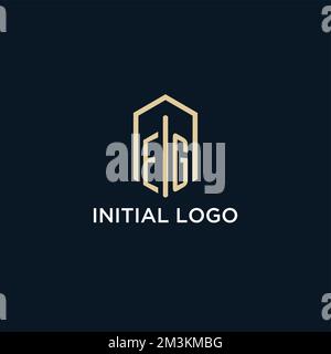 AD ESEMPIO logo monogramma iniziale con forma esagonale stile, logo immobiliare design idee vettore ispirazione Illustrazione Vettoriale