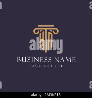 HN monogramma sigla design per studio legale, avvocato, ufficio legale con idee stile pilastro Illustrazione Vettoriale