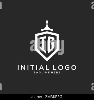 IG monogramma logo iniziale con protezione scudo forma idee di design Illustrazione Vettoriale