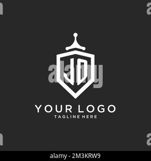 JO monogramma logo iniziale con protezione scudo forma idee di design Illustrazione Vettoriale