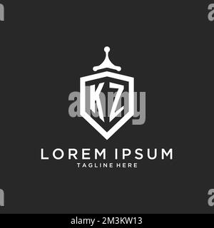 KZ monogramma logo iniziale con protezione forma idee di design Illustrazione Vettoriale