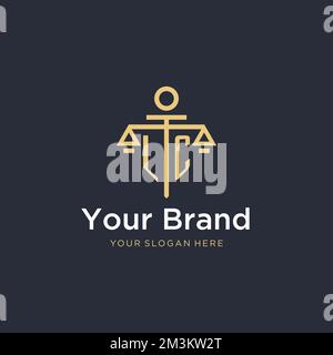 Logo iniziale con monogramma LC con idee di design in scala e stile colonna Illustrazione Vettoriale