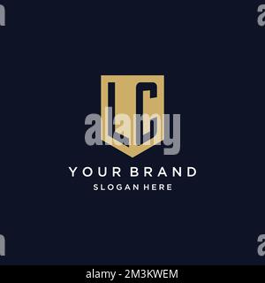 LC monogramma iniziali logo design con icona scudo modello Illustrazione Vettoriale