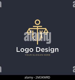 Logo LX Initial monogramma con idee di design in scala e stile colonna Illustrazione Vettoriale