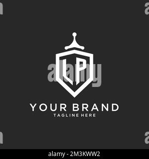 LP monogramma logo iniziale con protezione forma idee di design Illustrazione Vettoriale