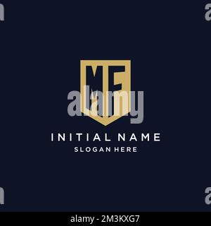 Logo MF monogramma con modello icona a scudo Illustrazione Vettoriale