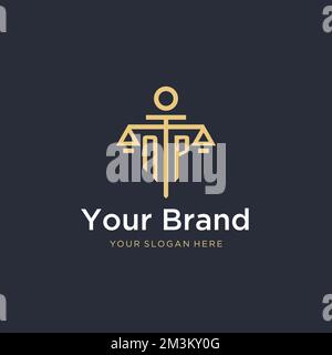 Logo NP Initial monogramma con idee di design in scala e stile colonna Illustrazione Vettoriale