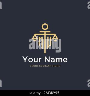 Logo monogramma MW iniziale con idee di design in scala e stile colonna Illustrazione Vettoriale