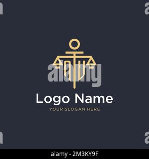 LOGO NU Initial monogramma con idee di design in scala e stile colonna Illustrazione Vettoriale