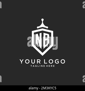 NB monogramma logo iniziale con protezione forma idee di design Illustrazione Vettoriale