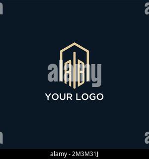 RB monogramma iniziale logo con forma esagonale stile, logo immobiliare design idee vettore ispirazione Illustrazione Vettoriale