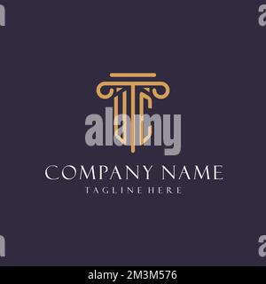 UC monogramma sigla design per studio legale, avvocato, ufficio legale con idee stile pilastro Illustrazione Vettoriale