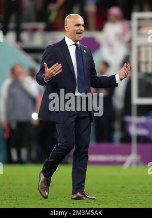 Foto del file datata 01-12-2022 del capo allenatore belga Roberto Martinez. Il capo allenatore belga Roberto Martinez ha combattuto le lacrime confermando che il pareggio del 0-0 con la Croazia è stato il suo ultimo gioco nel lavoro. Il Marocco ha battuto il Canada 2-1 per garantire progressi dal Gruppo F con i croati. Data di emissione: Venerdì 16 dicembre 2022. Foto Stock