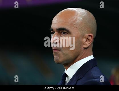 Foto del file datata 01-12-2022 del capo allenatore belga Roberto Martinez. Il capo allenatore belga Roberto Martinez ha combattuto le lacrime confermando che il pareggio del 0-0 con la Croazia è stato il suo ultimo gioco nel lavoro. Il Marocco ha battuto il Canada 2-1 per garantire progressi dal Gruppo F con i croati. Data di emissione: Venerdì 16 dicembre 2022. Foto Stock