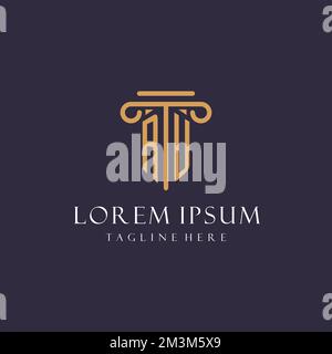 RU monogramma sigla di progettazione per lo studio legale, avvocato, ufficio legale con le idee stile pilastro Illustrazione Vettoriale