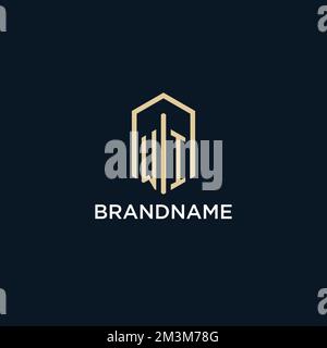 LOGO WI iniziale monogramma con forma esagonale stile, logo immobiliare design idee vettore ispirazione Illustrazione Vettoriale