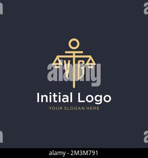 Logo monogramma iniziale VG con idee di design in scala e stile colonna Illustrazione Vettoriale