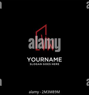 Monogramma iniziale di VW con le idee di disegno del marchio della costruzione Illustrazione Vettoriale